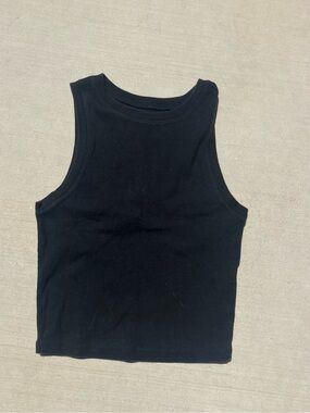Hollister Black Cotton Ribbed Crew Tank